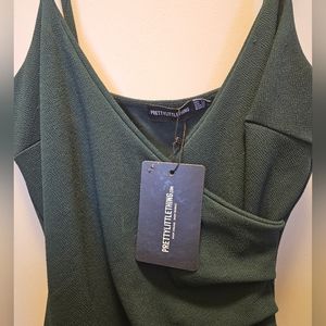 Emerald Crepe dress with High Leg Slit